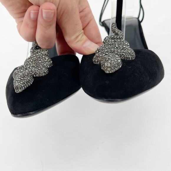 Valentino Garavani Maison Black Suede Crystal Snake T-Strap Pump size EU 39.5 - Picture 7 of 12